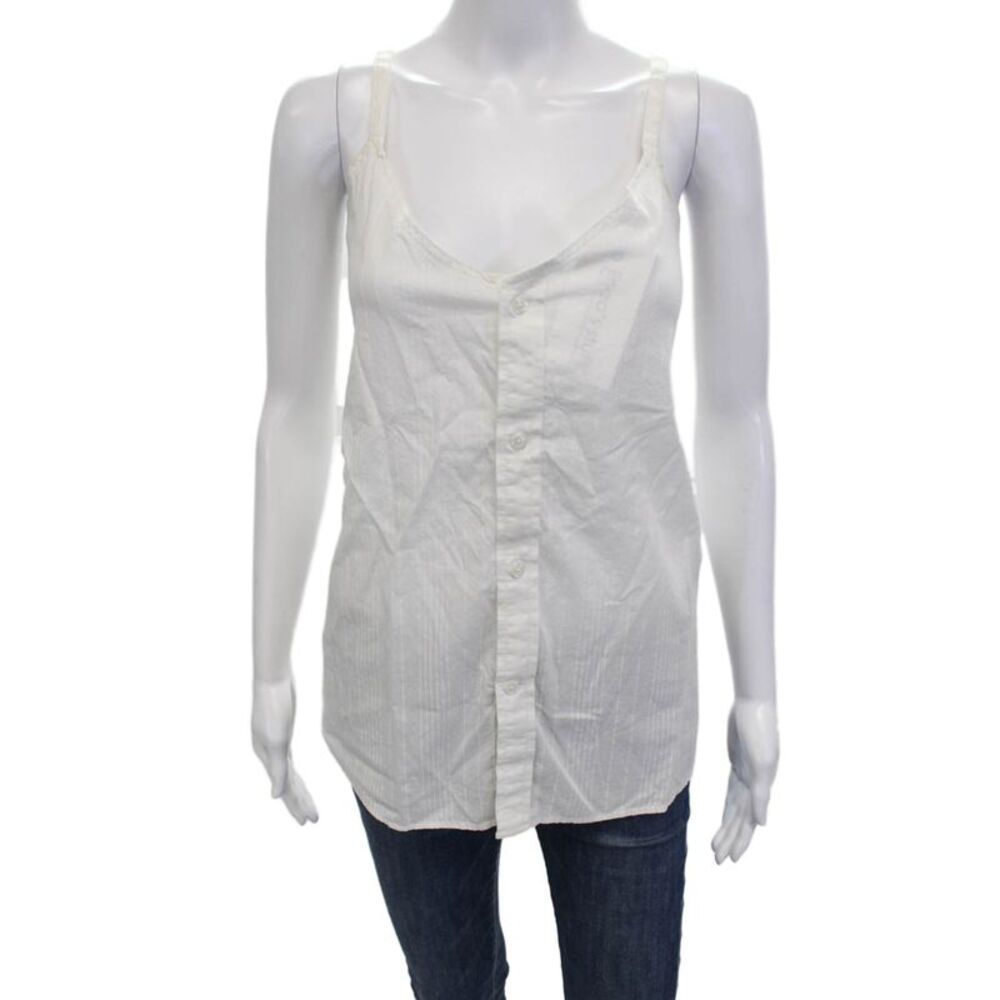 Kate McHale Jensen Women White V Neck Sleeveless Button Up Camisole Size M